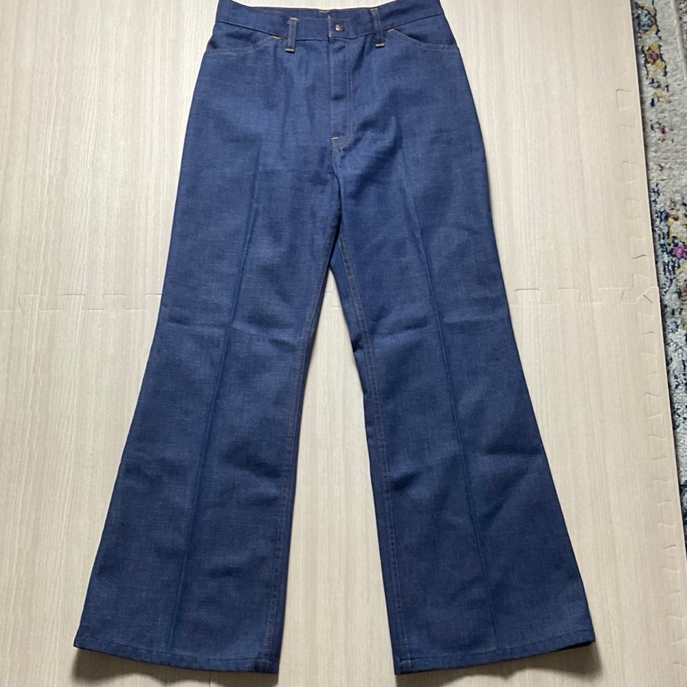 1970s Levi's For Me Orange tab vintage high waist wide leg blue jeans sz 12
